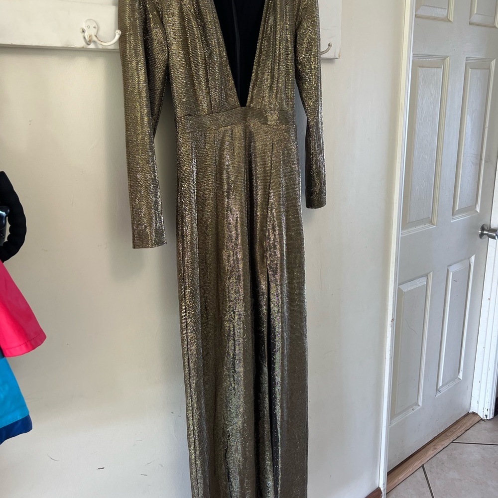 Gold Long Sleeve Sequin Jumpsuit